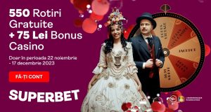 Superbet pune la joc 550 Rotiri Gratuite + 75 RON Bonus Casino
